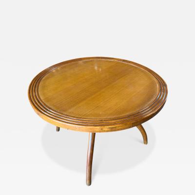 Italian Round Wood Side Table with Curved Four Leg Base