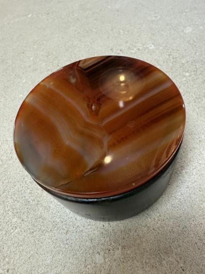 Italian Round Wood and Tortoiseshell Box 1970s