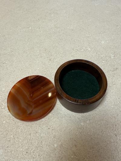 Italian Round Wood and Tortoiseshell Box 1970s