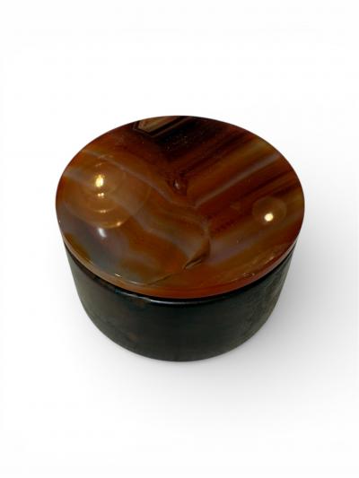 Italian Round Wood and Tortoiseshell Box 1970s