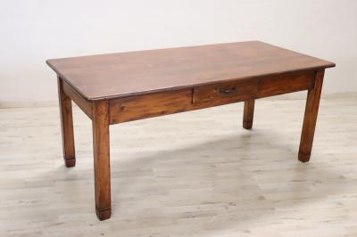 Italian Rustic Kitchen Table or Writing Table in Fir Wood Restored