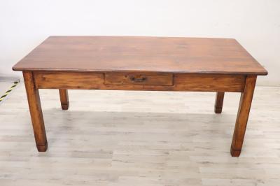 Italian Rustic Kitchen Table or Writing Table in Fir Wood Restored