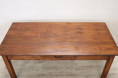 Italian Rustic Kitchen Table or Writing Table in Fir Wood Restored