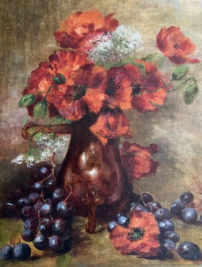 Italian School Red Poppies and Grapes 