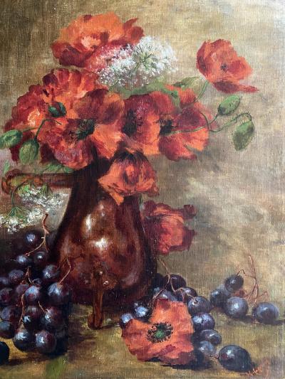 Italian School Red Poppies and Grapes 