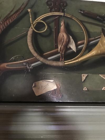 Italian School Very Unusual Large and Visual Trompe Loeil Game Painting on Board