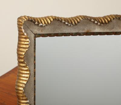 Italian Sculptural Carved Gilt Wood Table Vanity Mirror circa 1950