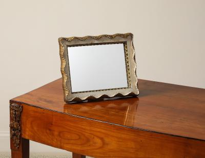 Italian Sculptural Carved Gilt Wood Table Vanity Mirror circa 1950
