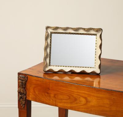 Italian Sculptural Carved Gilt Wood Table Vanity Mirror circa 1950