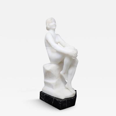 Italian Sculpture in Precious White Marble of Carrara Nude Woman