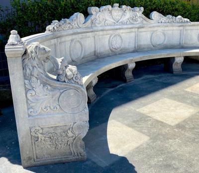 Italian Semi Circular Large Lime Stone Bench