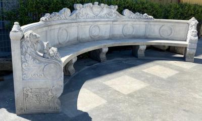 Italian Semi Circular Large Lime Stone Bench