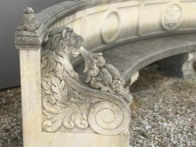 Italian Semi Circular Large Lime Stone Bench