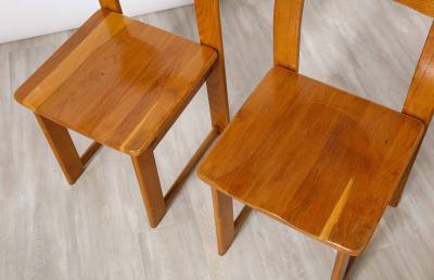 Italian Set of Four Rustic Oak Dining Chairs