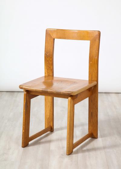 Italian Set of Four Rustic Oak Dining Chairs