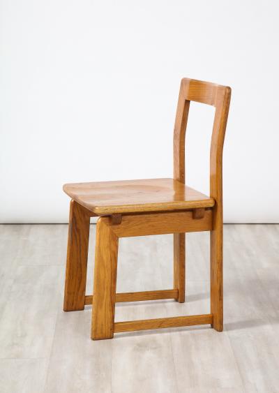 Italian Set of Four Rustic Oak Dining Chairs