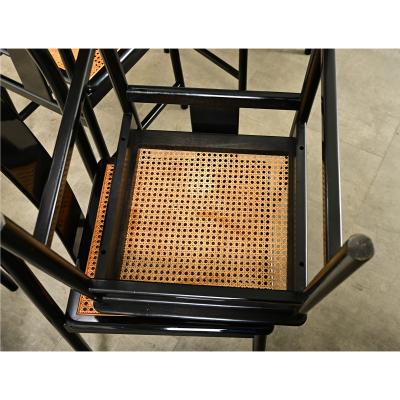 Italian Set of Six Cane Ebonized Dining Chairs