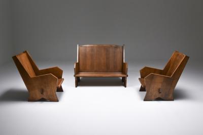 Italian Settee in Stained Beech 1940s