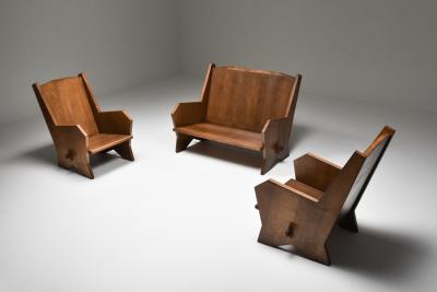 Italian Settee in Stained Beech 1940s