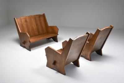 Italian Settee in Stained Beech 1940s