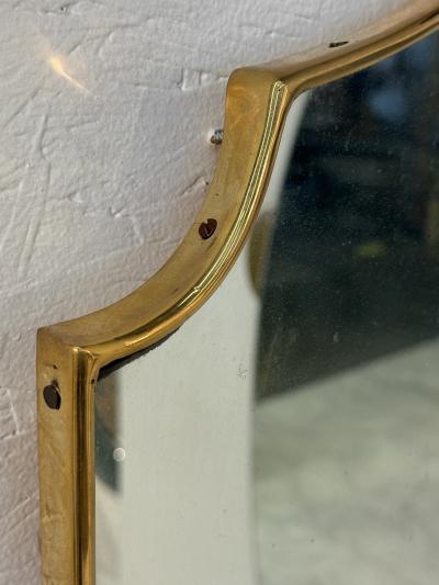 Italian Shield Shaped Wall Mirror with Brass 1960s