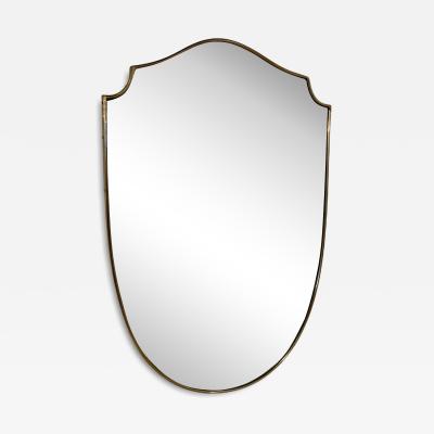 Italian Shield Shaped Wall Mirror with Brass 1960s