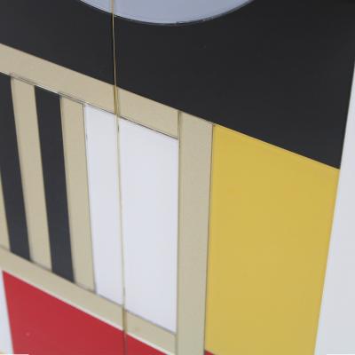 Italian Sideboard Made of Solid Wood and Covered In Colored Glass 1950s