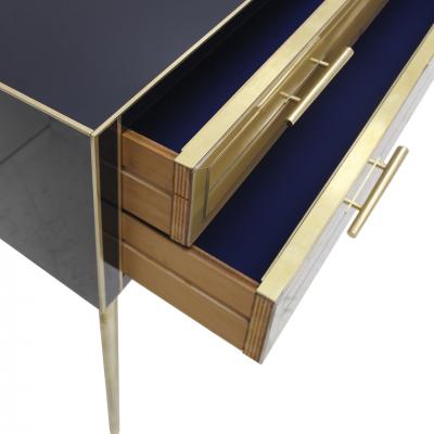 Italian Sideboard Made of Solid Wood and Covered with Colored Glass 1950s