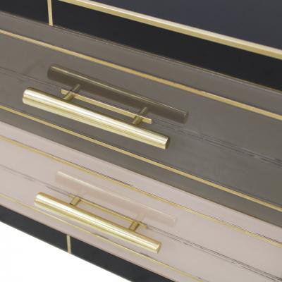 Italian Sideboard Made of Solid Wood and Covered with Colored Glass 1950s