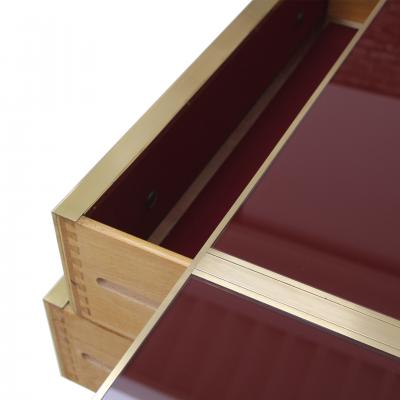 Italian Sideboard Made of Solid Wood and Covered with Colored Glass 1950s