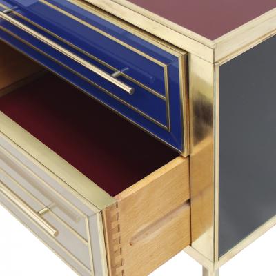 Italian Sideboard Made of Solid Wood and Covered with Colored Glass 1950s