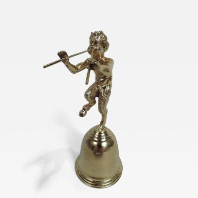 Italian Silver Gilt Grand Tour Pompeian Classical Piping Faun Bell