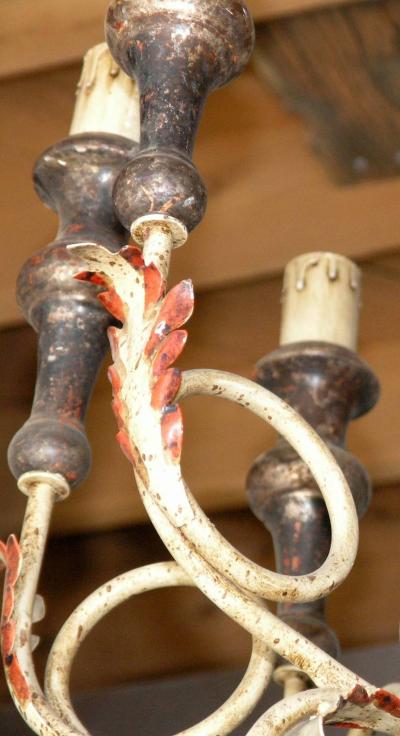 Italian Silver Giltwood Chandelier