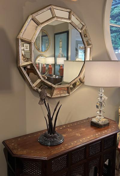 Italian Silver leafed Giltwood Dodecagon Mirror