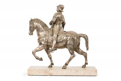 Italian Silvered Bronze Equestrian Figure