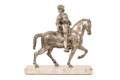Italian Silvered Bronze Equestrian Figure