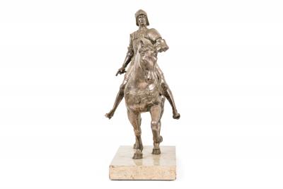 Italian Silvered Bronze Equestrian Figure