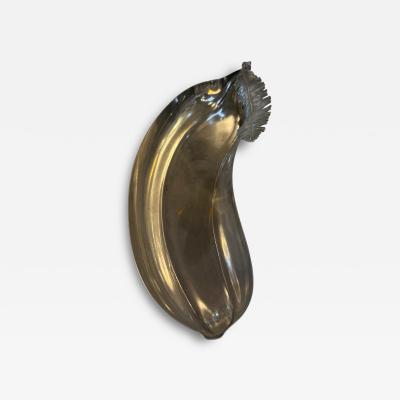 Italian Silvered Metal Banana Leaf Dish 1970s