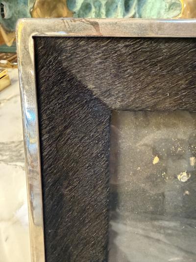 Italian Silvered Metal and Pony Hair Photo Frame 1970s