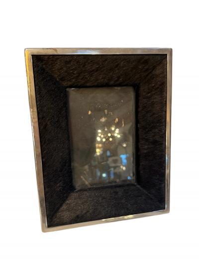 Italian Silvered Metal and Pony Hair Photo Frame 1970s