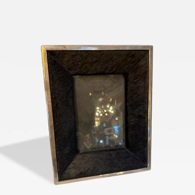 Italian Silvered Metal and Pony Hair Photo Frame 1970s