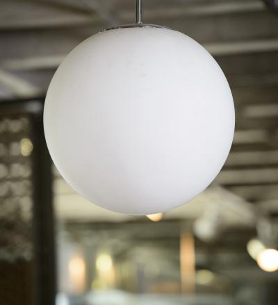 Italian Single Opaline Ball Hanging Fixture 70s