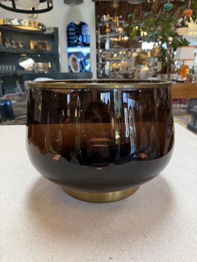 Italian Smoked Glass Bar Set with Ice Bucket and Tumblers 1970s