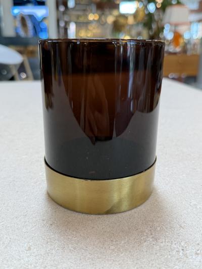 Italian Smoked Glass Bar Set with Ice Bucket and Tumblers 1970s