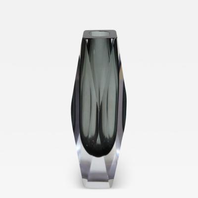 Italian Smoked Grey Art Glass Vase Flavio Poli for A Mandruzzato 1960s