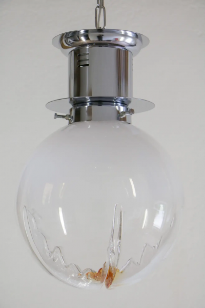 Italian Space Age Ball Pendant Ceiling Lamp Attributed to Mazzega 1970s