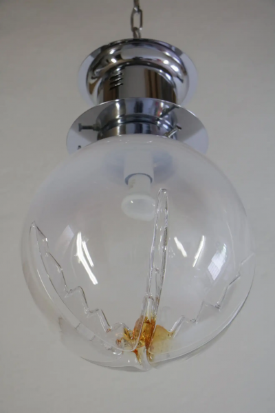 Italian Space Age Ball Pendant Ceiling Lamp Attributed to Mazzega 1970s