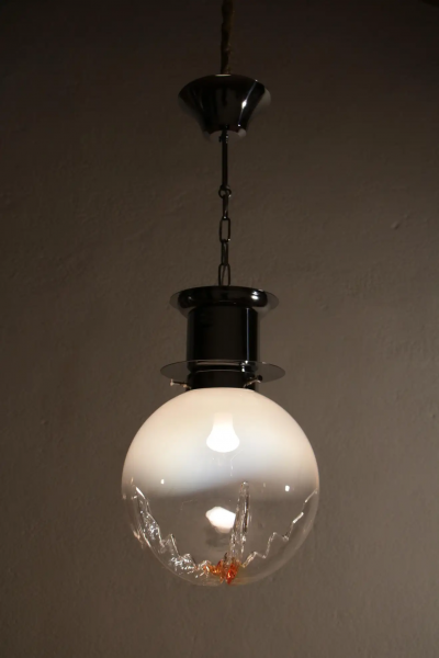 Italian Space Age Ball Pendant Ceiling Lamp Attributed to Mazzega 1970s