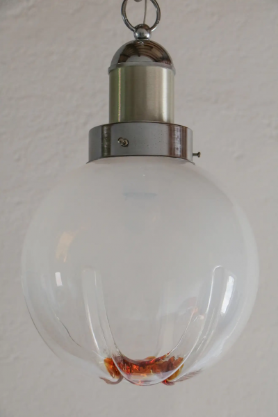 Italian Space Age Ball Pendant Lamp Attributed to Mazzega 1970s