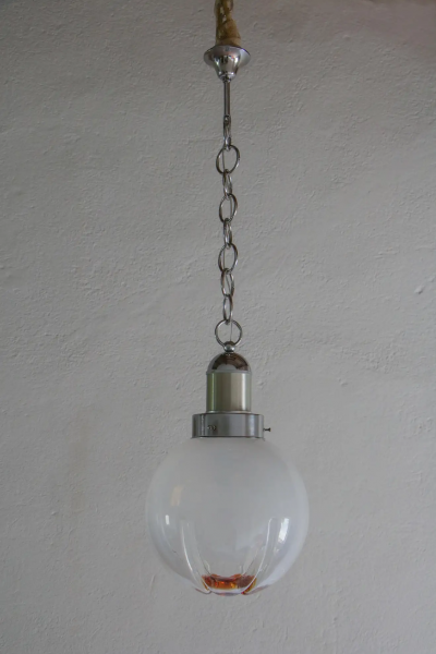 Italian Space Age Ball Pendant Lamp Attributed to Mazzega 1970s